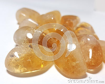 Citrine tumbled stones Stock Photo