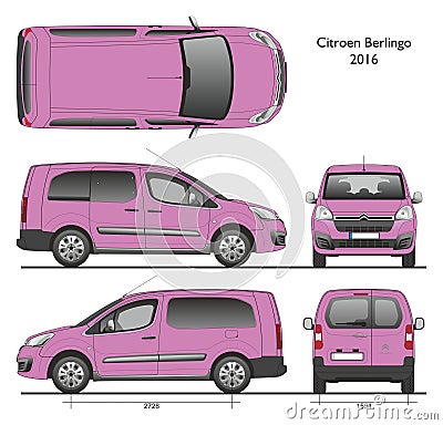 Citroen Berlingo Long 2016 Professional Combi Van Vector Illustration