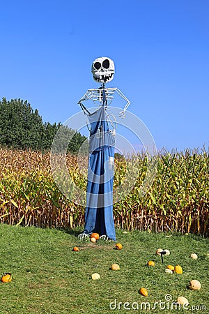 Citrouilleville (Pumpkinville) Funny scarecrow Editorial Stock Photo