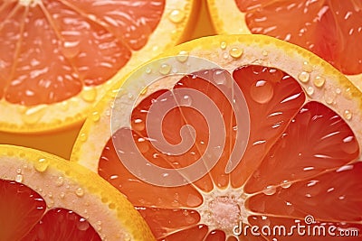 Citrus delight, close-up of refreshing grapefruit slices Stock Photo