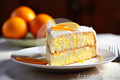 Citrus delight homemade orange cake with vanilla cream Stock Photo