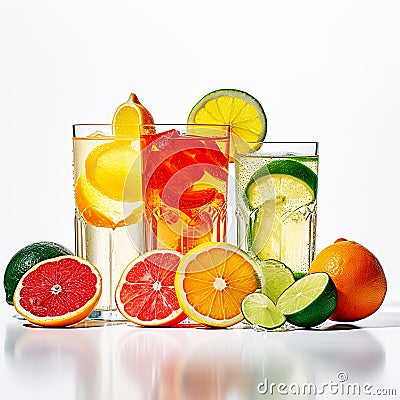 CITRUS DRINK VARIOUS FRUITS FRESH DRINK Stock Photo