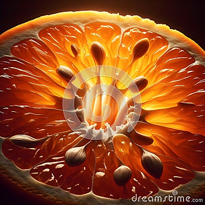 Citrus Elegance: A Vivid Still Life of a Halved Orange. Stock Photo