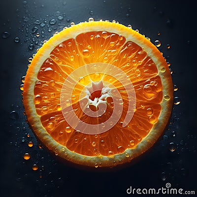 Citrus Elegance: A Vivid Still Life of a Halved Orange. Stock Photo