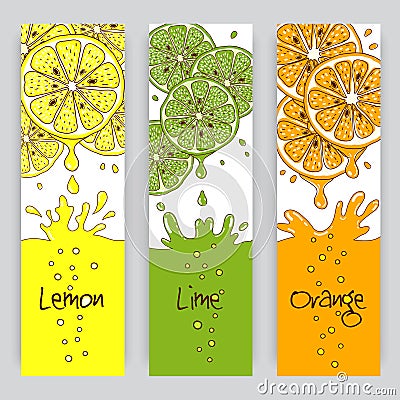 Citrus fruit banners Vector Illustration