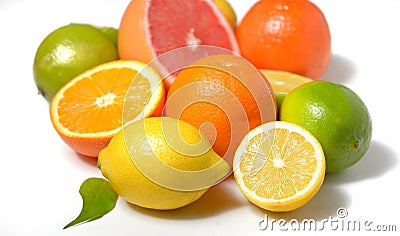 Citrus fruit with leaves Stock Photo