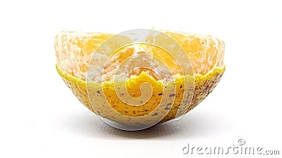 Citrus fruits that have been cleaved on a white background Stock Photo