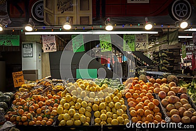 Citrus fruits oranges & lemons on St Lawrence Market Editorial Stock Photo