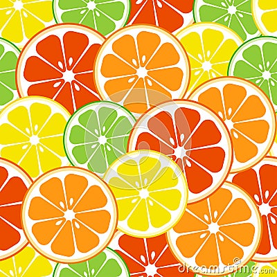 Citrus fruits seamless pattern. Vector illustration Cartoon Illustration