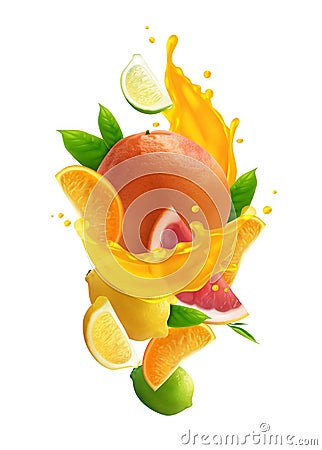 Citrus Juice Realistic Composition Vector Illustration