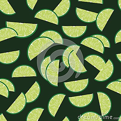 Citrus lime slices seamless pattern Vector Illustration