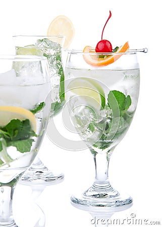 Citrus Mojito cocktails with light rum, Stock Photo