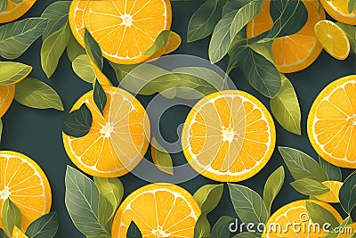 Citrus pattern. Cartoon Illustration