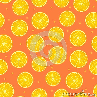 Citrus round piece. Lemon and orange Seamless pattern. Vector illustration isolated on color background Vector Illustration