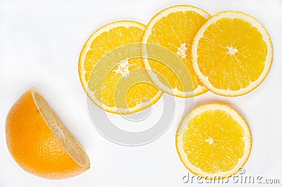 Citrus round slices on a white background Stock Photo