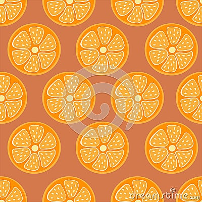 Citrus seamless background, fashionable, simple vector orange background, fresh summer vitamin Stock Photo