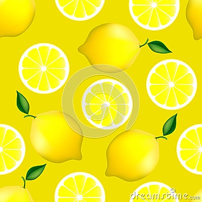 Citrus seamless pattern with lemons Vector Illustration