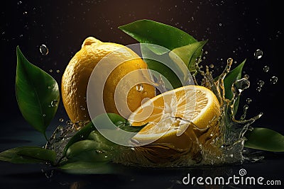 Citrus Splash Illustration and Graphic Design Ideal for Fresh Lemonade Labels or Posters Stock Photo