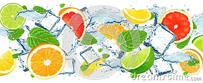 Citrus splash water Stock Photo