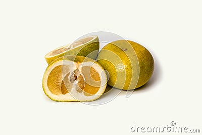 Citrus sweety,Oroblanco grapefruit hybrid,Pomelit, isolated on a white background Stock Photo