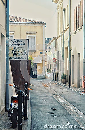 The city of Aigues mortes, view of the typical small city of Occitanie, France Editorial Stock Photo