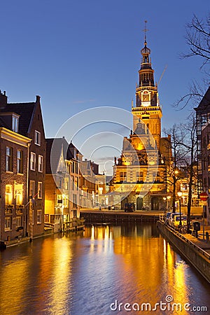 City of Alkmaar, The Netherlands at night Stock Photo