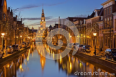 City of Alkmaar, The Netherlands at night Stock Photo