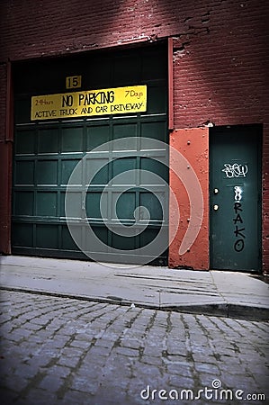 City alley parking garage Stock Photo