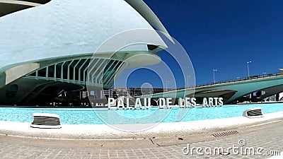 City of Arts and Sciences in Valencia, Spain. Valencia, Spain, July 2020: City of Arts and Sciencies that is a work by the architect Santiago Calatrava. Many stock video footage City of Arts and Sciences in Valencia, Spain. Valencia, Spain, July 2020: City of Arts and Sciencies that is a work by the architect Santiago Calatrava. Many stock video footage