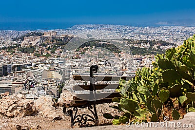 City of Athens seen from the Mount Lycabettus a Cretaceous limestone hill Stock Photo