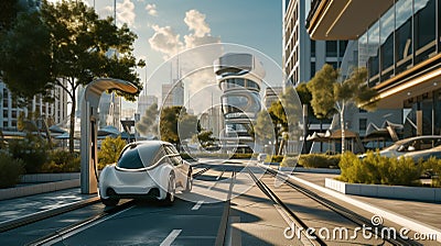 City-based electric charging station with contemporary technology Stock Photo