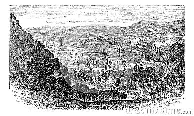 The City of Bath, Somerset, England, vintage engraving Vector Illustration
