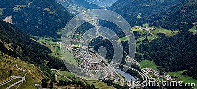 City of Belloinzona in Switzerland - view from Gotthard Pass Stock Photo