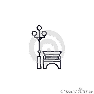 City bench linear icon concept. City bench line vector sign, symbol, illustration. Vector Illustration