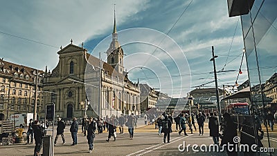 The city of Berne with Heiliggeistkirche on Bubenbergplatz in Altstadt in Bern Editorial Stock Photo