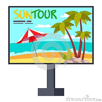 City billboard advertising summer vacation tour Vector Illustration