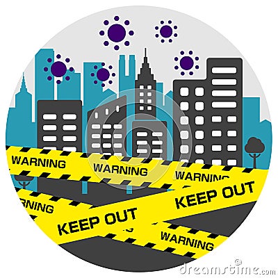 City blockade circle banner illustration Vector Illustration