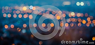 City blurring lights abstract circular bokeh on blue background Stock Photo