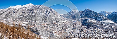 The city of Briancon in the Hautes-Alpes in winter. Winter sports ski resort in the French Alps. France Stock Photo