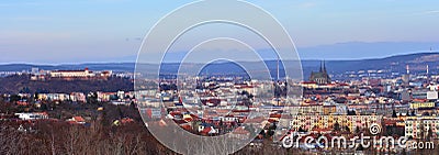 The city of Brno, Czech Republic-Europe. Top view of the city with monuments and roofs. Panorama photo. Ancient churches Petrov an Stock Photo