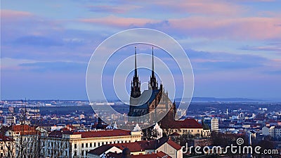 The city of Brno, Czech Republic-Europe. Top view of the city with monuments and roofs. Stock Photo