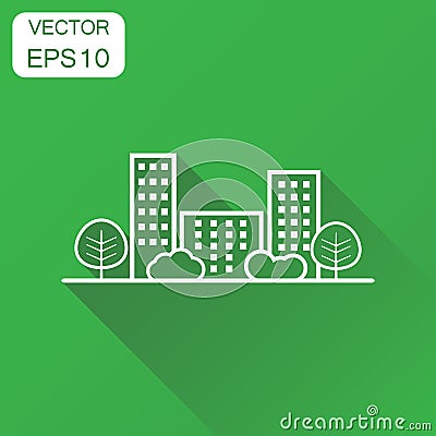 City building icon. Business concept line town pictogram. Vector Vector Illustration