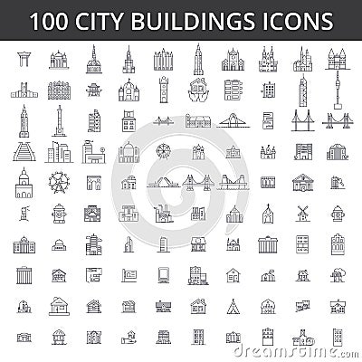 City buildings, architecture, real estate, urban silhouette houses, home, village, town, factory, bridge, skyline line Vector Illustration