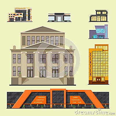 City buildings modern tower office architecture house business apartment home facade vector illustration Vector Illustration