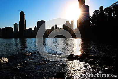 City with buildings by the sea Editorial Stock Photo