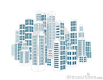 City with buildings and skyscrapers. Vector Illustration