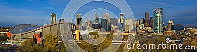 The City of Calgary Skyline at Sunrise Stock Photo