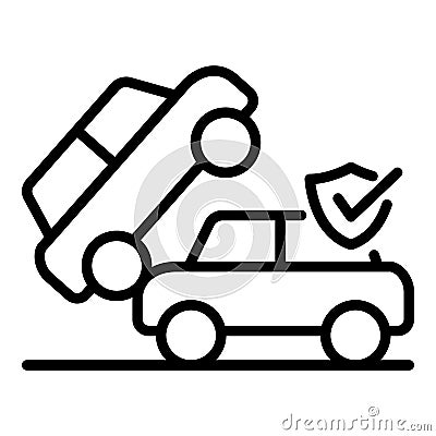 City car accident icon, outline style Vector Illustration