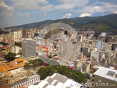 The city of Caracas panoramic view with El Avila mountain Editorial Stock Photo