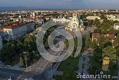 city center and Church Alexander Nevsky, Sofia Bulgaria Stock Photo
